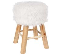 Factory Cuadros - Taburete Auxiliar Oslo Pelo Sintético Blanco - Altura 42cm Diametro 30cm - Elegante Diseño Moderno | Fácil de Limpiar