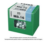 Fadix 10912414 Tornillo Métrica Hexagonal con Tuerca Cincado M 8 x 16 mm Caja 25 Unidades