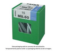 Fadix 10912582 Caja L Tornillo Métrica Cabeza Hexagonal + Tuerca Cincado M 8 x 60 mm 15 Unidades