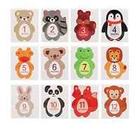 Fafeicy 12 Piezas Peglinas Mensuales de Bebés para Bebés Propiedades de Fotos de Hito Recién Nacido 1-12 Meses para Ropa de bebé con Lindo Diseño de Dibujos Animados