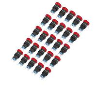 Fafeicy 16mm Botón Pulsador de Champiñón con Auto-Bloqueo y Luz, 25 | Contacto de aleación de plata, actuador iluminado de 220 V CA, cabezal impermeable IP65, carcasa retardante de llama, panel