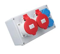 Fafeicy Caja de Distribución de Enchufe de Pared CEE IP44 Impermeable | Carcasa Resistente de ABS, Uso Interior y Exterior para Jardín, Garaje y Obra, 2 Tomas de Corriente CA 250V 16A UE, 2