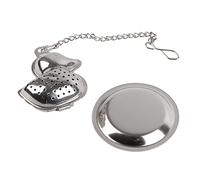 Fafeicy Colador de té con Base de Acero Inoxidable, Infusor de té Suelto, Forma de Pato, 5 X 5 X, Cm, Cadena de Botón de Fácil Apertura y Soporte para, café, Especias en Cas