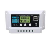 Fafeicy Controlador Solar, Industrial Chip LCD de Pantalla de Sobrecarga de Protección Solar Regulador del Panel Solar de la Batería Inteligente Regulador de 12V 24V Autoadaptación (10 A)