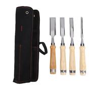 Fafeicy Juego de Cinceles para Madera de 4 Piezas, Herramienta para Tallar con Hoja Biselada de Acero CR V de 10, 20, 24 y 32 Mm con Mango de Madera para Carpintería Profesional y