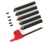 Fafeicy Juego de Herramientas de Torneado Indexable, 5 uds., 1/4 Pulgadas, 60, 75, 90 Grados, Herramientas de Torno de Carburo para Enfrentar Biselado Aburrido con Caja de Almacenamiento