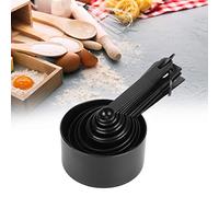 Fafeicy Juego de Tazas y Cucharas Medidoras, Herramientas de Plástico para Hornear, 2 Juegos, 20 Piezas con Básculas, Diseño de Anidación, Herramienta de Medición de Cocina Negra para Panaderos