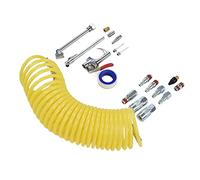 Fafeicy Kit de Accesorios para Compresor de Aire, Accesorios de Conector de Manguera de Acero de Nailon con Conexión Rápida NPT de 1 4 Pulgadas, Manguera en Espiral de 25 Pies, Portabrocas Doble para
