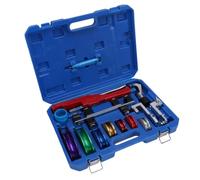 Fafeicy Kit de Doblador de Tubos, 7 Cabezales Dobladores, Cortador Doblador de Tubos con Trinquete de 90 Grados, Herramienta de Desbarbado para Instalación de Tuberías HVAC