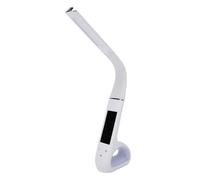 Fafeicy Lámpara de Escritorio LED con Reloj ABS Lámpara de Mesa Recargable Plegable 1200 MAh Tipo C Atenuación Táctil 3 Modos de Color Luz RGB para Dormitorio Oficina Estudio Lectura