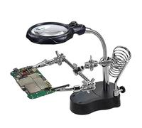 Fafeicy Mano Ajustable con Lente de Aumento de Luz LED, Abrazadera de Tercera Mano de Acero Inoxidable para Soldadura, Trabajos de Reparación de Laboratorio, Brazo Flexible de 150 Mm