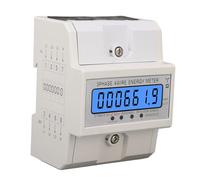 Fafeicy Medidor de EnergíA Digital, Trifásico, 4 Cables, PC, Retardante de Llama, Monitor de Uso de Electricidad, 3x127, 220 VCA, 100 A, Retroiluminación LCD, Carril DIN para Uso Industrial en el