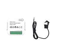 Fafeicy Medidor de Energía WiFi con Pinza Transformadora de Corriente 80A | Compatible con , Home, Pinza de Corriente de 80 A, Instalación en Riel DIN de 35 Mm, Seguimiento de KWh en Tiempo Real