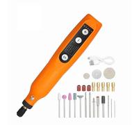 Fafeicy Mini Amoladora Eléctrica Rectificadora Recargable de 5 Velocidades Batería de Litio de 2000 MAh con Iluminación para Pulido de Tallado de Piedra de Madera de Jade (ORANGE)