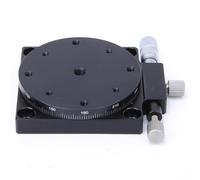 Fafeicy Plataforma de Etapa Lineal Manual RS60-L, Mesa de Deslizamiento Fino de φ60 Mm, Aluminio Anodizado Negro con Escala Vernier 0,1° para Equipos de Posicionamiento y Prueba de