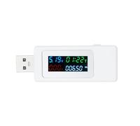 Fafeicy Probador USB, Medidor de Potencia USB Probador de Corriente de Voltaje 4-30V 0-6.5A 0-195W con Pantalla LCD a Color QC Carga Rápida para Prueba de Capacidad de la Batería Cable