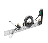 Fafeicy Transportador de Regla Angular de Acero Inoxidable de 300 Mm, Cuadrado Combinado con Cabeza Cuadrada Ajustable y Escala de Doble Cara para Ingenieros, Carpinteros, Medición de
