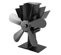 Fafeicy Ventilador de 5 Aspas para Estufa de Leña, Silencioso, Ecológico, Sin Electricidad, Circulación de Calor para Chimeneas y Estufas de Leña (BLACK)