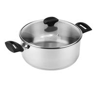 Fagor Alaia Cazuela Inducción 24 cm, 4,5 Litros Acero Inoxidable 18/10, Tapa de Cristal, Fondo Difusor de Triple Capa, Apto para Todas las Cocinas, Vitrocerámica, Gas, Lavavajillas