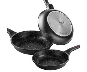 Fagor Alutherm Set Juego Sartenes Inducción 20-24-28 cm, Aluminio Fundido, Espesor 5,3 mm, Antiadherente Ecológico XYLAN PLUS sin PFOA, Apta para Todas Las Cocinas, Vitrocerámica, Gas
