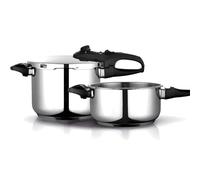 Fagor Duo - Olla Express Rápida 4 + 6L, Acero Inoxidable 18/10, Todo Tipo de Cocinas, INDUCCIÓN, 2 niveles de presión, 5 Sistemas de Seguridad