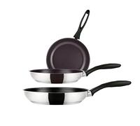 Fagor Inoxtherm Set Juego Sartenes Inducción 18-20-24 cm, Acero Inoxidable, Antiadherente Ecológico Titanio QUANTANIUM sin PFOA, Fondo Difusor, Apta para Todas Las Cocinas, Vitrocerámica, Gas