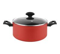 Fagor Cacerola Maxima 20 cm Inducción – Aluminio, tapa de cristal, antiadherente sin PFOA, roja