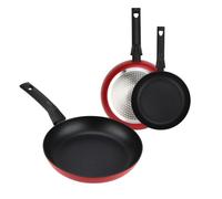 Fagor nela rouge set juego sartenes 20-24-28 cm inducción aluminio extragrueso antiadherente ecológico sin pfoa, , rojo