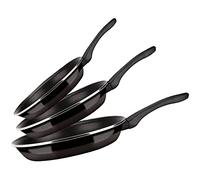 Fagor Optimax Set Juego Sartenes Inducción 20-24-28 cm, Acero Esmaltado, Antiadherente Ecológico XYLAN sin PFOA, Alto Espesor, Apta para Todas Las Cocinas, Vitrocerámica, Gas, Lavavajillas, Negro