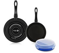 Fagor Optimax - Set Sartenes Negras 20 + 26cm + Taper, Antiadherente Bicapa, Acero Esmaltado, Para Todas las Cocinas, Lavavajillas, Inducción, Limpieza Fácil