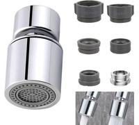 FAINCA 360 °Giratorio Aireador Grifo Cocina con 6 Adaptador Grifo Cocina Filtro Grifos Atomizador Fregadero 22mm para Cocina Baño 2 Modos Salida Agua Ajustable Ducha y Modo Chorro