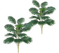 Fairblo 2 Piezas Palmera Artificial Decorativa con 21 Hojas de Palma 75 cm | Plantas Artificiales Realistas Palmera Falsa Tropic para DIY Arbol Artificial para Interiores Exteriores Fiesta Salon Oficina