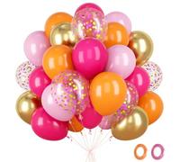 Fairymaiden Globo Rosas y Dorados - 60 Piezas Dorados Naranja Rosas Globo Con Globos Metalizados, Bombona Helio Globos Para Cumpleaños Bridal Baby Shower Aniversario Decoracion Fiesta, 12 Pulgada