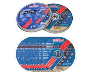 Faithfull Extra dünne 1-mm-Schnellschnitt-Trennscheiben - 125 mm x 1 mm x 22,23 mm (5 Zoll) Multi-Cut-Scheibe, 10er-Pack mit Aufbewahrungsdose