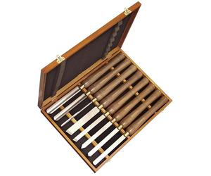 Faithfull HSS Turning Chisel Set of 8 in Wooden Presentation Box Suitable for Hard and Soft Woods