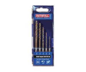 Faithfull HSSE M35 Cobalto Cambio Rápido Impacto Broca Set, 5 Piezas FAIQCSET5