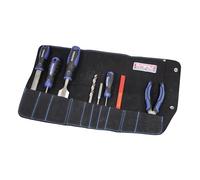Faithfull Wildleder-Werkzeugrolle - 10 Fächer, wasserabweisender Werkzeug-Organizer mit Druckknopfverschluss für Tischler, Schreiner, Mechaniker und Heimwerker - 48 x 27 cm - Schwarz