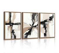 FajerminArt 3Pcs Neutro Abstracto Geométrico Cuadros Decoracion Con Marcos, Moderno Blanco Beige Cuadro y Láminas Vintage Minimalista Lienzos decorativos Hogar Para Salon Dormitorios Comedor 40X60cmx3