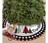 Falda Árbol Navidad Rojo Negro, 120cm Pie Redondo, Cubre Pie Peluche Corto, Base para Fiesta de Año Nuevo, Vacaciones en Casa, Decoración
