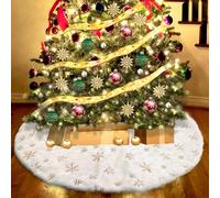 Falda de Árbol de Navidad 122cm, Tapete y Cubre Pie de Felpa Con Copo de Nieve para Decoración Navideña