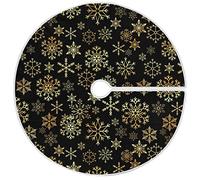 Falda De Árbol De Navidad Copo De Nieve Dorado, Invierno Negro L | Cubre Pie Árbol de Navidad Estetico Alfombra Árbols Para Navideña
