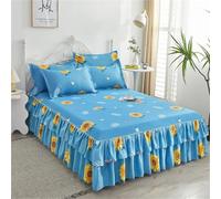 Falda de Cama con Flores Sencillas, 3 Piezas, con Fundas de Almohada, cubrecama de Boda, sábana y Funda de colchón(Color-17,3pcs 120x200cm)