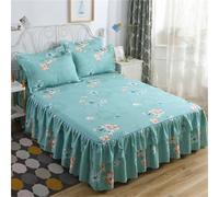 Falda de Cama con Flores Sencillas, 3 Piezas, con Fundas de Almohada, cubrecama de Boda, sábana y Funda de colchón(Color-10,3pcs 180x200cm)