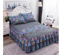 Falda de Cama con Flores Sencillas, 3 Piezas, con Fundas de Almohada, cubrecama de Boda, sábana y Funda de colchón(Color-21,3pcs 120x200cm)