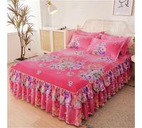 Falda de Cama con Flores Sencillas, 3 Piezas, con Fundas de Almohada, cubrecama de Boda, sábana y Funda de colchón(Color-19,3pcs 200x220cm)
