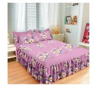 Falda de Cama de 150/180/200 cm, Funda de edredón con sábana de Lino, tamaño Individual, matrimonial, Queen y King.(Color-09,150x200x40cm 1pc)