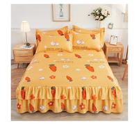 Falda de Cama de Encaje Doble con Estampado de Plantas, sábana Individual, Queen y King(Color-04,180x200cm 1pc)