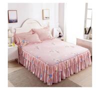 Falda de Cama de Encaje Doble con Estampado de Plantas, sábana Individual, Queen y King(Color-05,20x200cm 1pc)