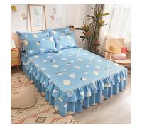 Falda de Cama de Encaje Doble con Estampado de Plantas, sábana Individual, Queen y King(Color-10,20x200cm 1pc)