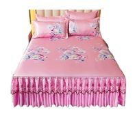 Falda de Cama de Verano Estilo Colcha de Encaje, Conjunto de Tres Piezas, Funda de Cama, sábana Protectora for colchón(Color-04,180X220cm 3pcs)